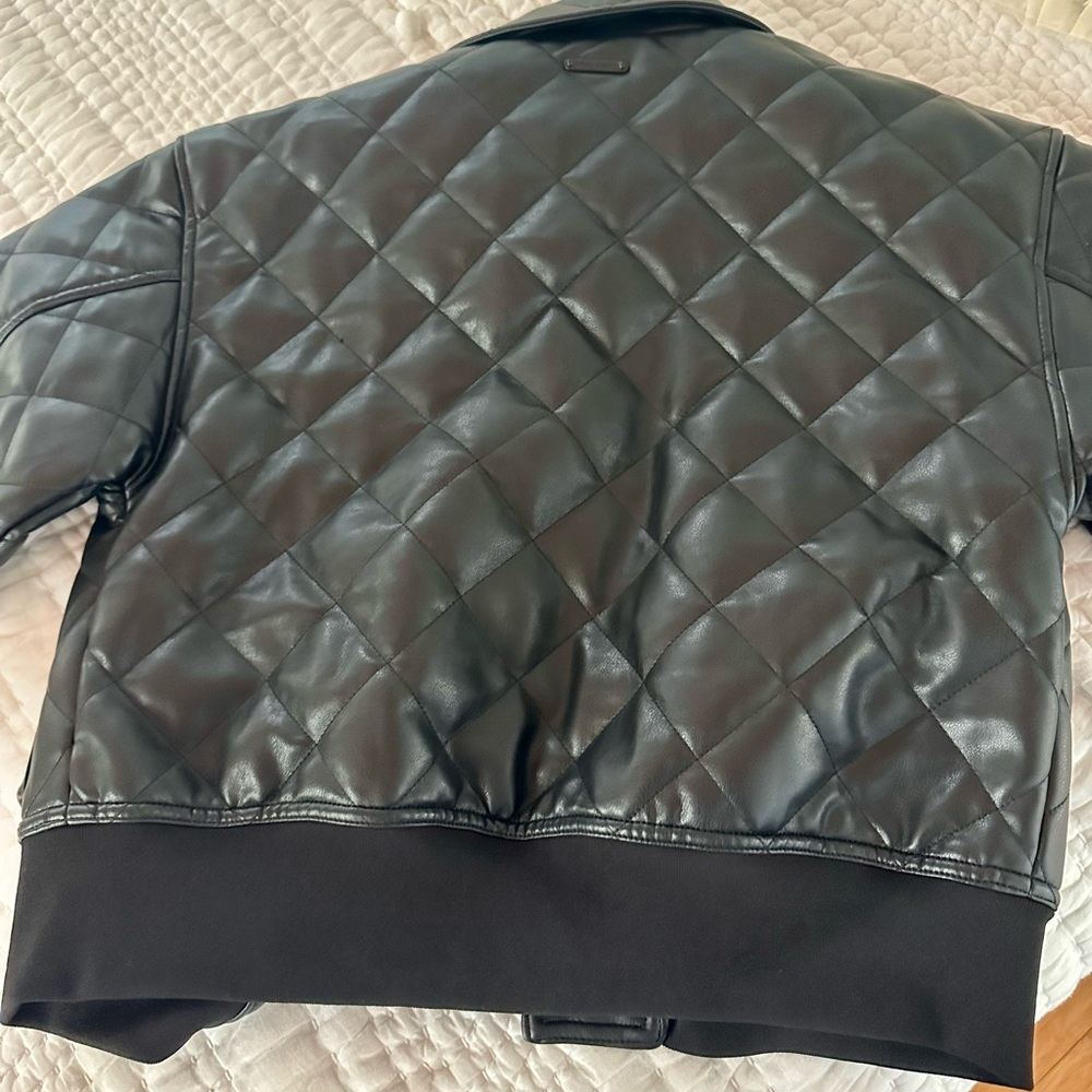 Rebecca Minkoff diamond quilted vegan leather bomber jacket NWT size small